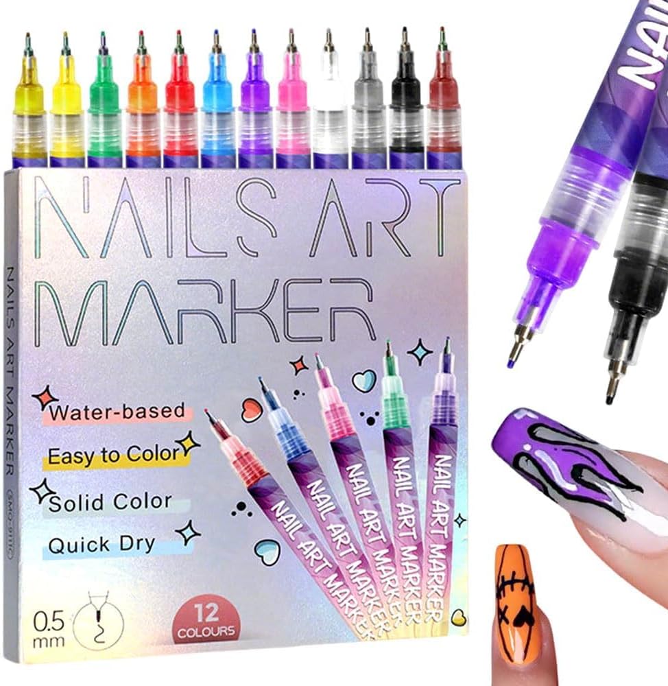 Nail Art Brush Set - مجموعة أقلام تزيين الأظافر بـ 12