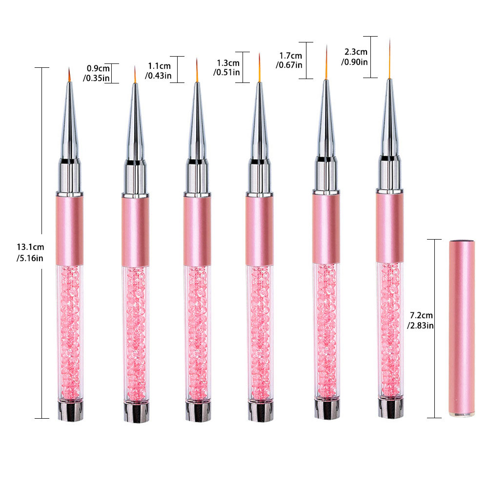 Nail Art Brush Set - مجموعة من 6 أقلام رسم خطوط