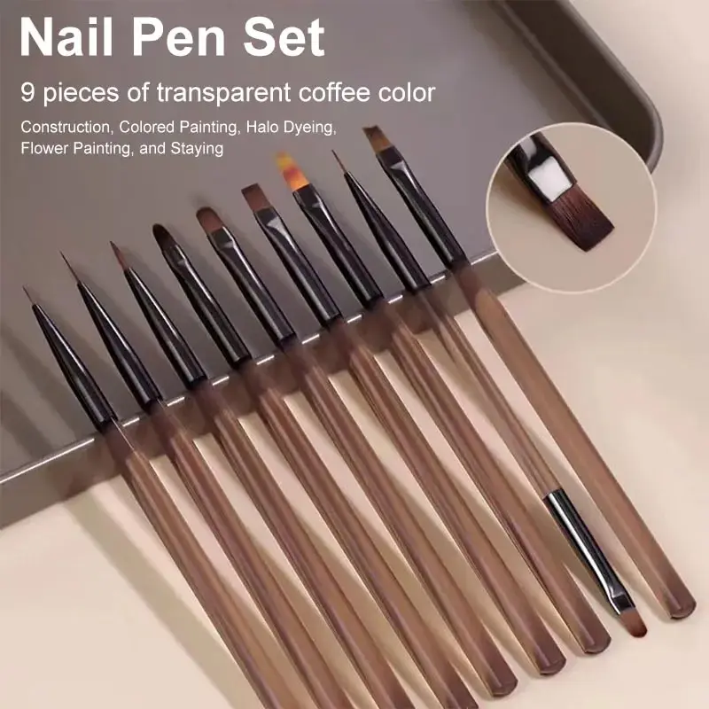 Nail Art Brush Set - مجموعة فرش أظافر متعددة الرؤوس 9