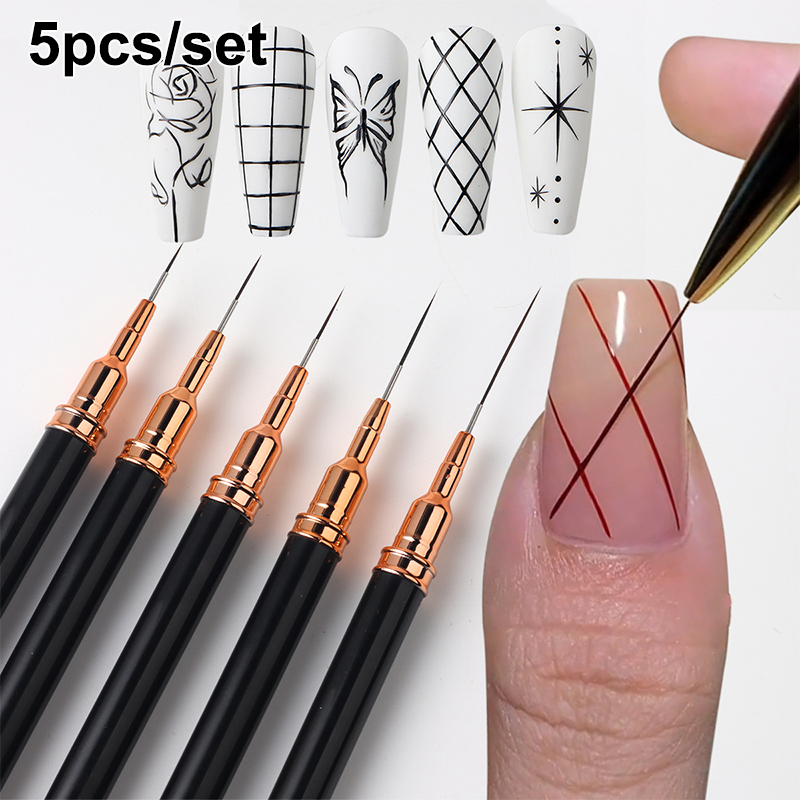 Nail Art Brush Set - ز. مجموعة من 5 فرش احترافية