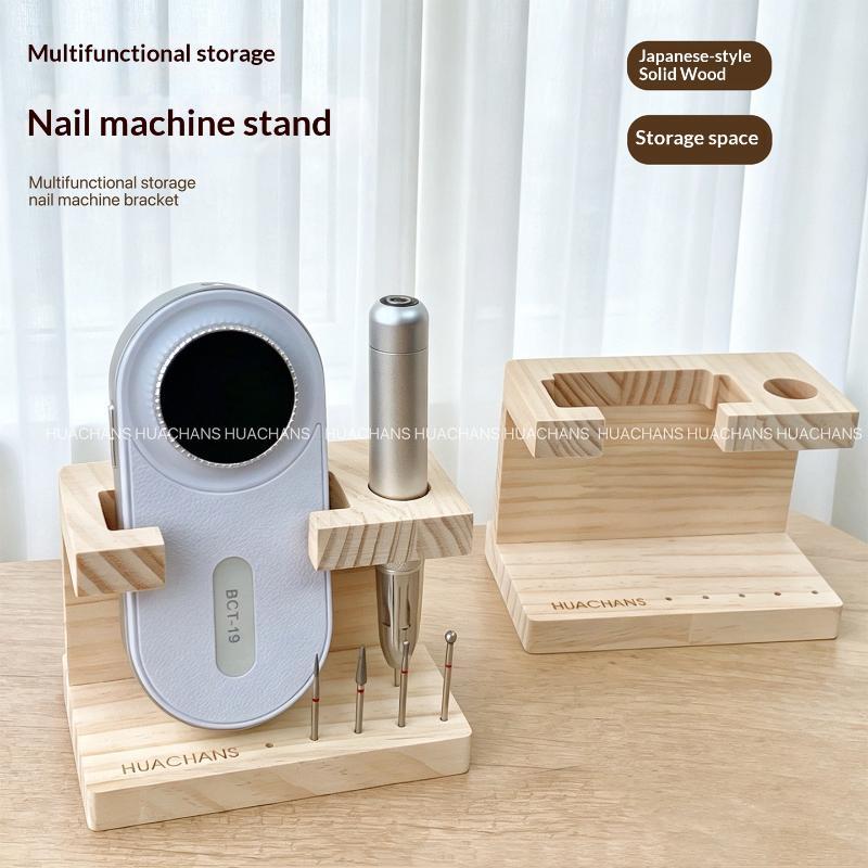 Nail Drill Machine - حامل خشبي لأدوات تدريب الأظافر، رف