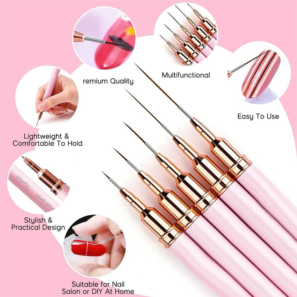 Nail Art Brush Set - مجموعة من 5 فرش لرسم الأظافر،