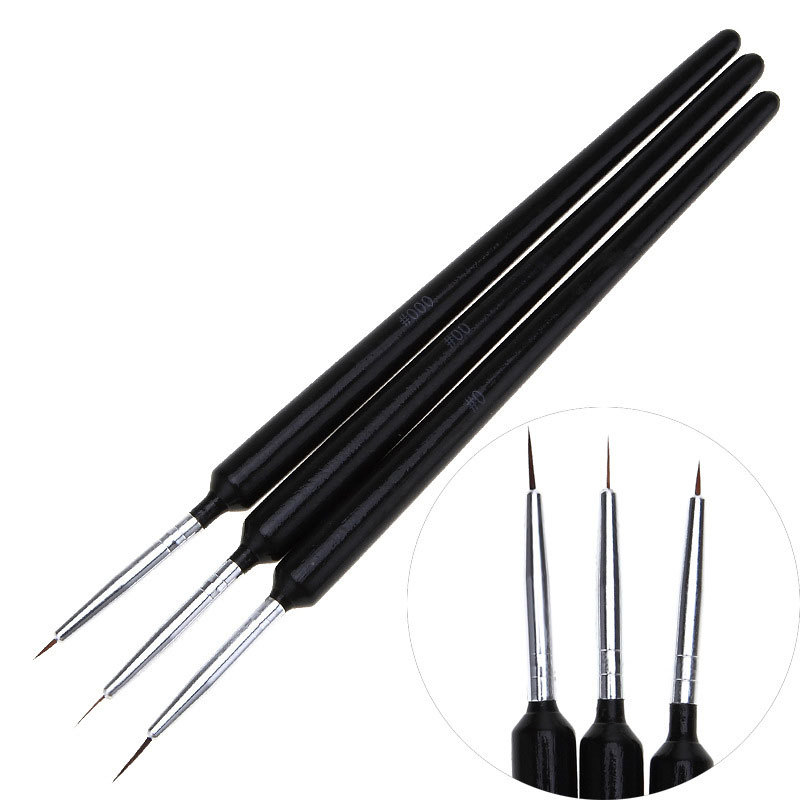 Nail Art Brush Set - مجموعة من 3 فرش دقيقة للغاية