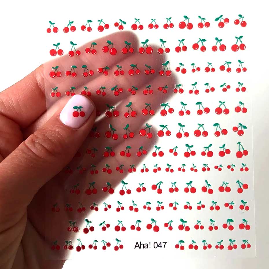 Nail Art Red Cherry - 1 ورقة ثلاثية الأبعاد فاكهة الكرز