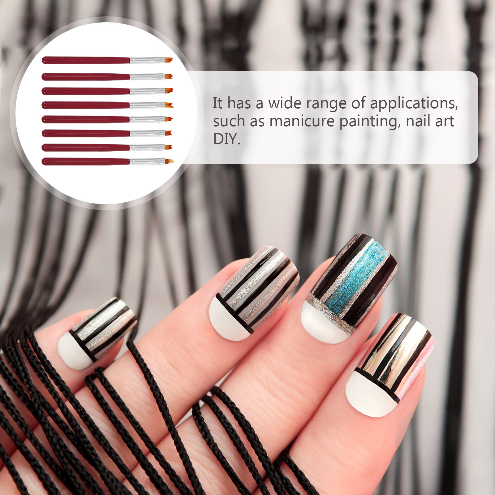 مجموعة من 8 فرش لرسم الأظافر ب - مراجعة Nail Art Brush Set وسعره