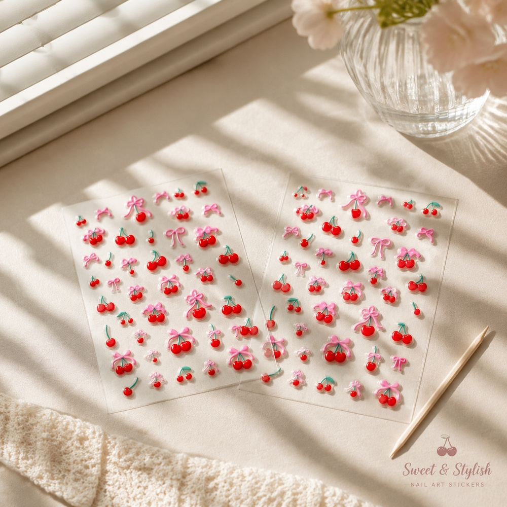 ملصقات أظافر ثلاثية الأبعاد بت - مراجعة Nail Art Red Cherry وسعره