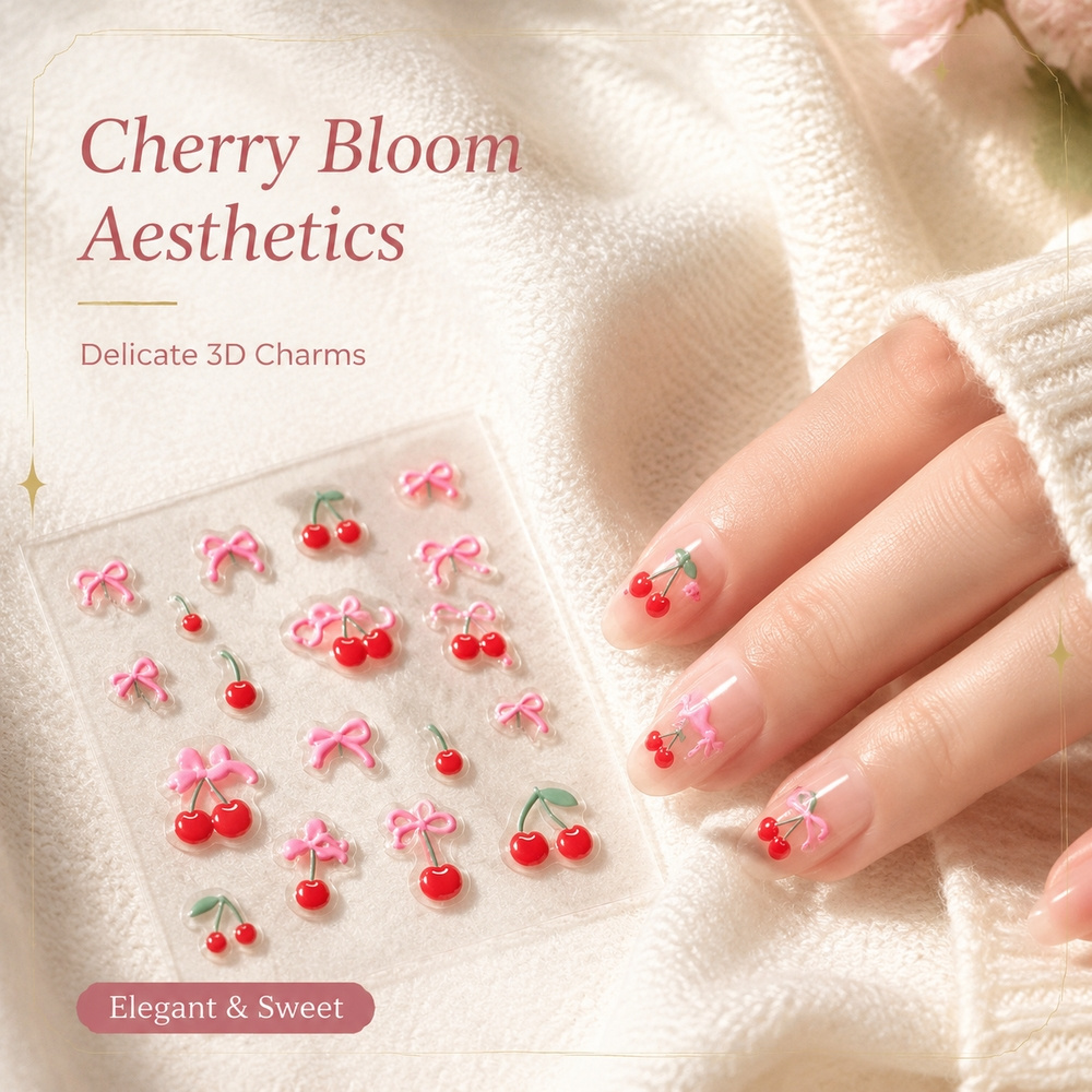 ملصقات أظافر ثلاثية الأبعاد بت - مراجعة Nail Art Red Cherry وسعره