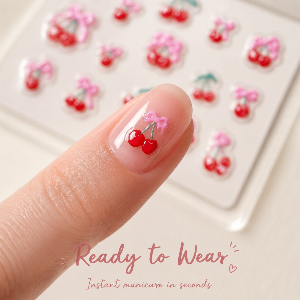 ملصقات أظافر ثلاثية الأبعاد بت - مراجعة Nail Art Red Cherry وسعره