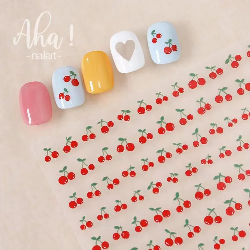 1 ورقة ثلاثية الأبعاد فاكهة ال - مراجعة Nail Art Red Cherry وسعره
