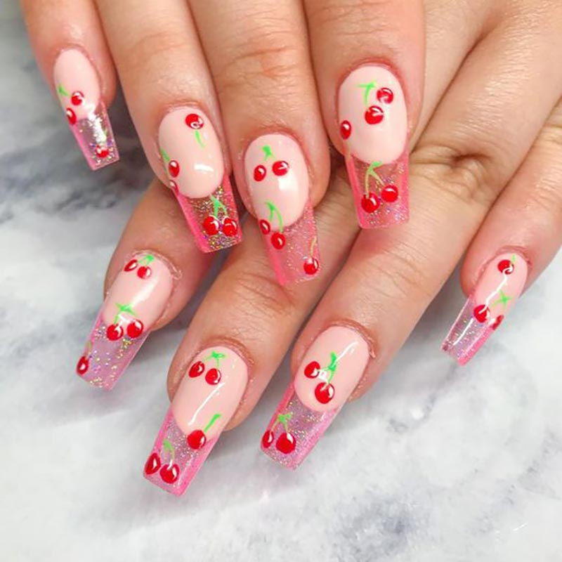 1 ورقة ثلاثية الأبعاد فاكهة ال - مراجعة Nail Art Red Cherry وسعره